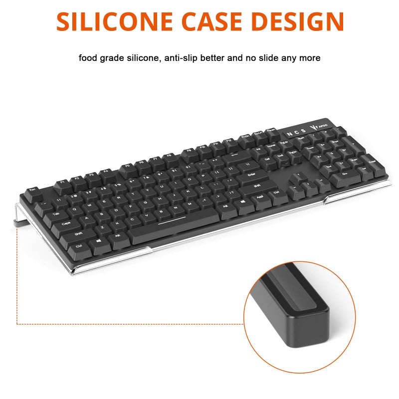 Richboom Computer Keyboard Stand Tilt PC Keyboard Stand Riser for Easy Ergonomic Typing, Acrylic Keyboard Tray Holder for Office Desk, Home, School, with Silicone Anti-Slip Case, Clear - Image 4